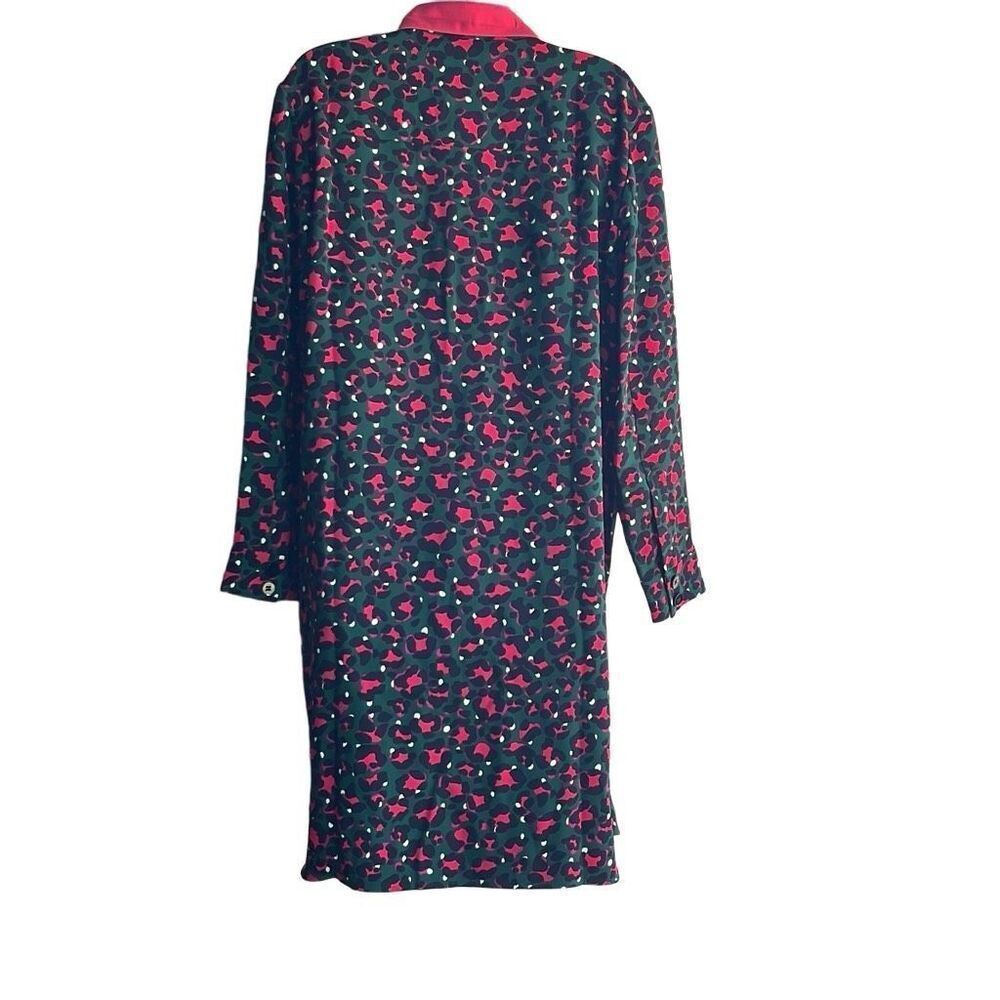 Marc Cain Red Black Leopard Print Shirt Dress Collared Pockets US 10 N4 NWT $380 - Picture 2 of 9